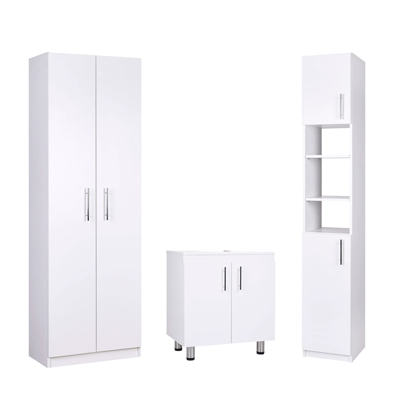 SET DE MUEBLES CIC BAÑO ORGANIZADOR + VANITORIO + DESPENSA 13 PUERTAS BLANCO - 1