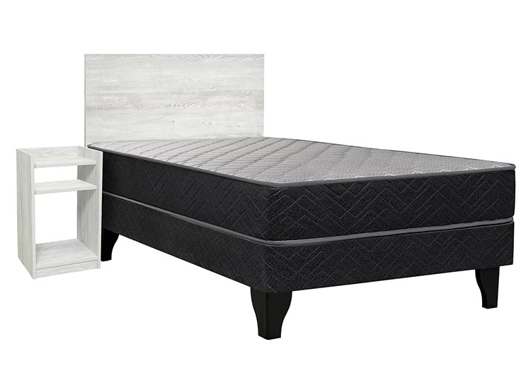 JUEGO DE DORMITORIO CELTA CAMA EUROPEA APOLO 1 PLAZA NEGRO + SET ALBA WHITE - 1
