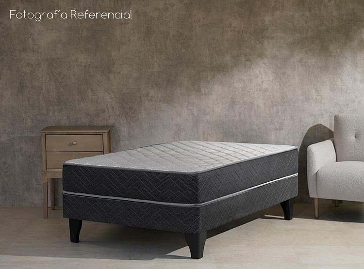 JUEGO DE DORMITORIO CELTA CAMA EUROPEA APOLO 1 PLAZA NEGRO + SET ALBA WHITE - 7