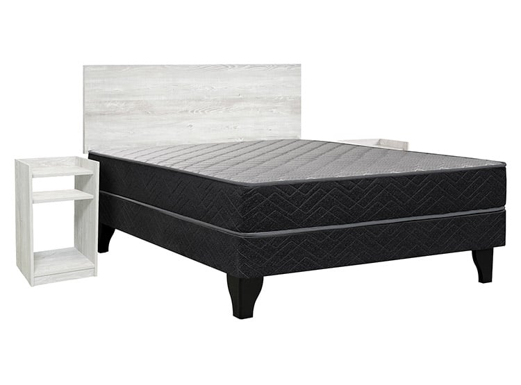 JUEGO DE DORMITORIO CELTA CAMA EUROPEA APOLO BN 2 PLAZAS NEGRO + SET ALBA WHITE - 1