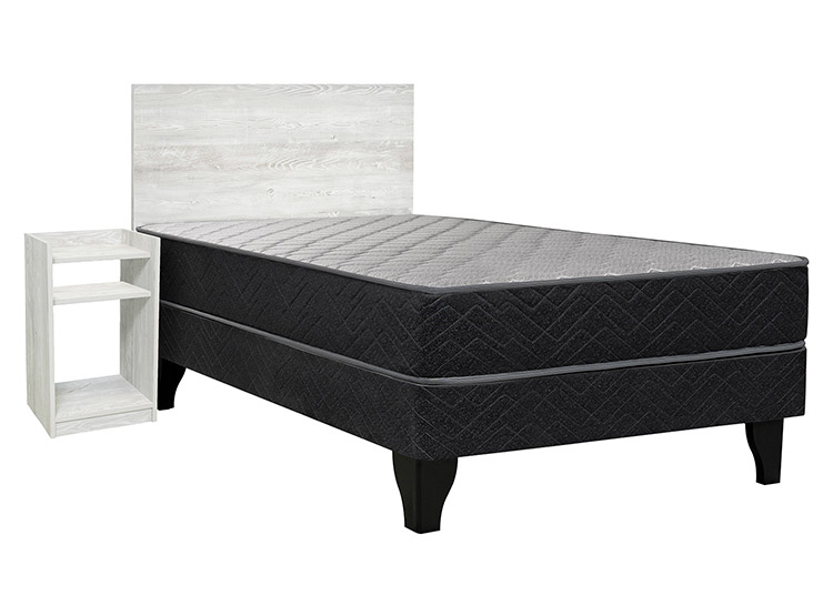 JUEGO DE DORMITORIO CELTA CAMA EUROPEA APOLO 1.5 PLAZAS NEGRO + SET ALBA WHITE - 1
