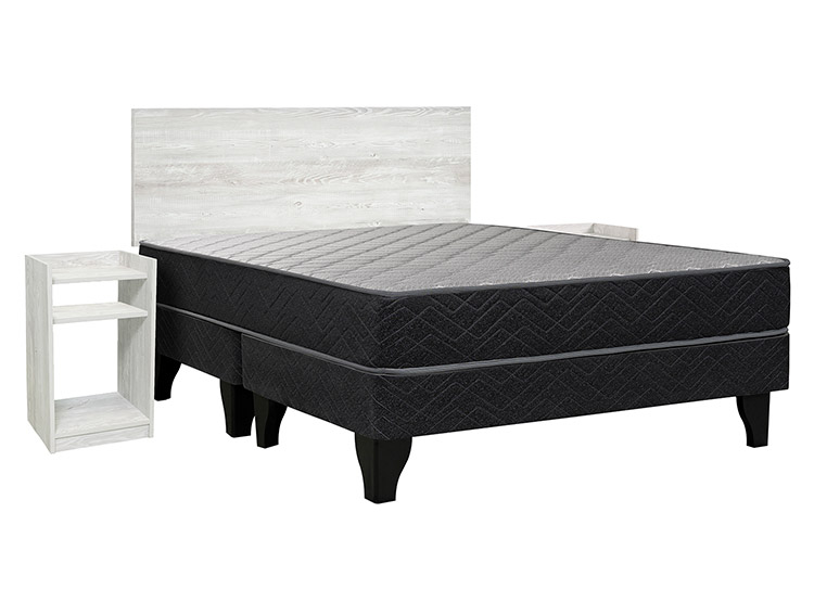 JUEGO DE DORMITORIO CELTA CAMA EUROPEA APOLO BD 2 PLAZAS NEGRO + SET ALBA WHITE - 1