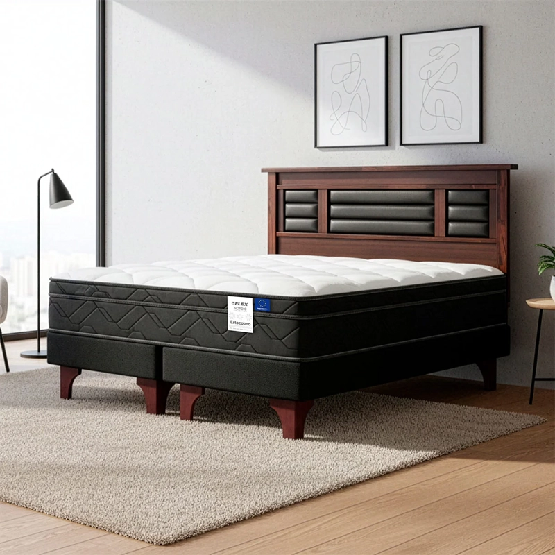 JUEGO DE DORMITORIO FLEX CAMA EUROPEA ESTOCOLMO 2 PLAZAS + RESPALDO PALERMO - 5