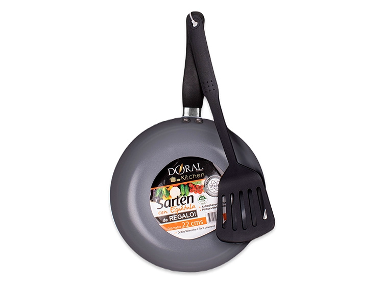 SET DORAL DUO SARTEN SALMON 22CM + ESPATULA - 4