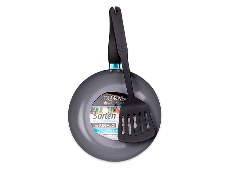 SET DORAL DUO SARTEN TURQUESA 22CM + ESPATULA - 4