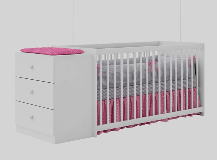 CUNA KIDSCOOL GUTTI CON COMODA BLANCA - 2