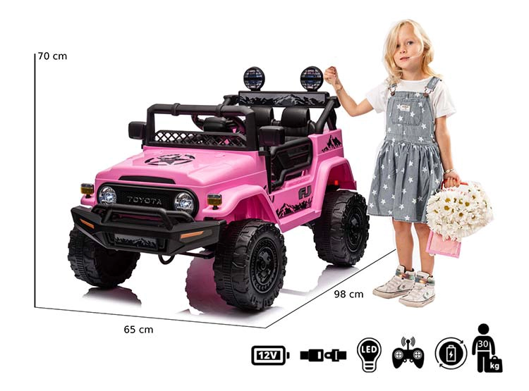JEEP A BATERIA KIDSCOOL TOYOTA FJ CRUSIER ROSADO 12V - 7