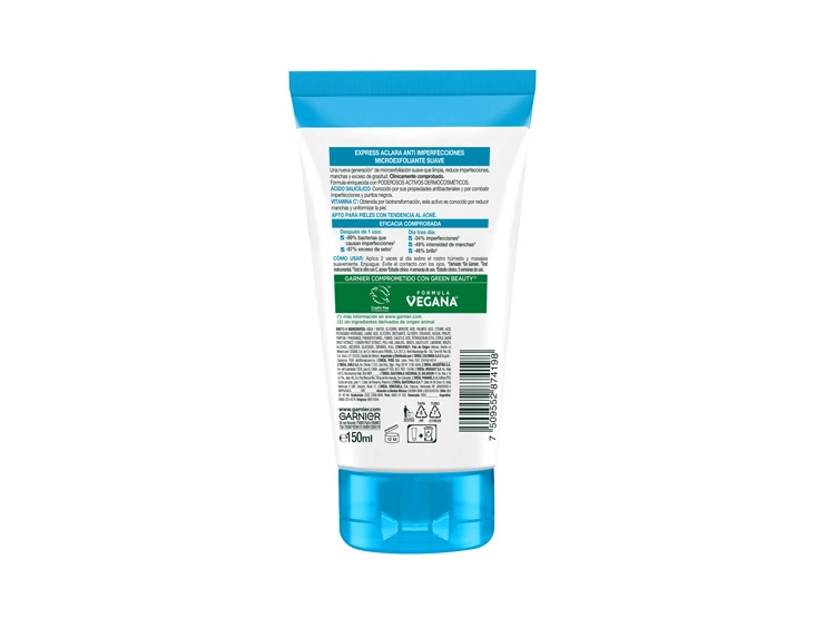 LIMPIADOR FACIAL GARNIER ANTIIMPERFECCIONES PROFUNDO EXPRESS ACLARA 150 ML - 4