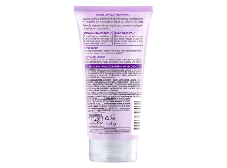 LIMPIADOR FACIAL LOREAL GEL DERMO EXPERTISE OIL CONTROL REVITALIFT 150 ML - 3