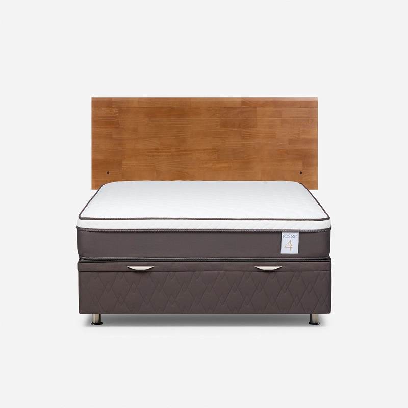 JUEGO DE DORMITORIO ROSEN CAMA BOXET NEW STYLE 4 PLUS 2 PLAZAS + RESPALDO TABOR CAFE - 1
