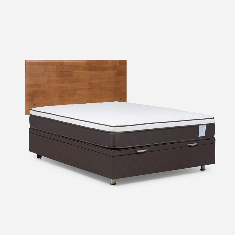 JUEGO DE DORMITORIO ROSEN CAMA BOXET NEW STYLE 4 PLUS 2 PLAZAS + RESPALDO TABOR CAFE - 2