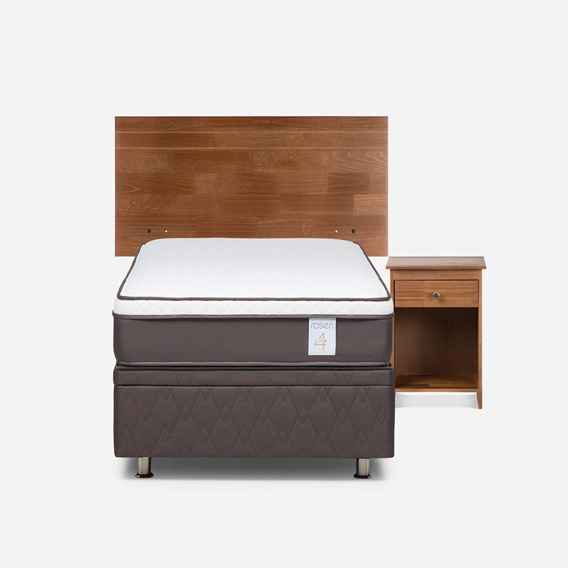 JUEGO DE DORMITORIO ROSEN CAMA BOXET NEW STYLE 4 PLUS 1 PLAZA + SET TABOR CAFE - 1