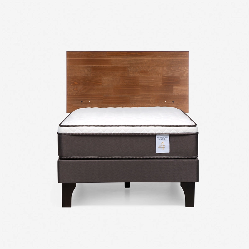 JUEGO DE DORMITORIO ROSEN CAMA EUROPEA NEW STYLE 4 PLUS 1 PLAZA + RESPALDO TABOR CAFE - 1