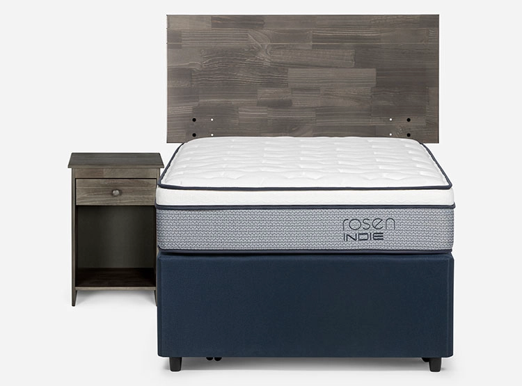 JUEGO DE DORMITORIO ROSEN CAMA DIVAN INDIE 1.5 PLAZAS GRIS + SET TABOR - 1