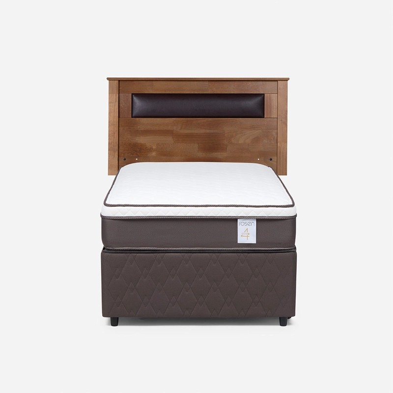JUEGO DE DORMITORIO ROSEN CAMA DIVAN NEW STYLE 4 PLUS 1.5 PLAZAS GRIS + RESPALDO FERRARA - 1