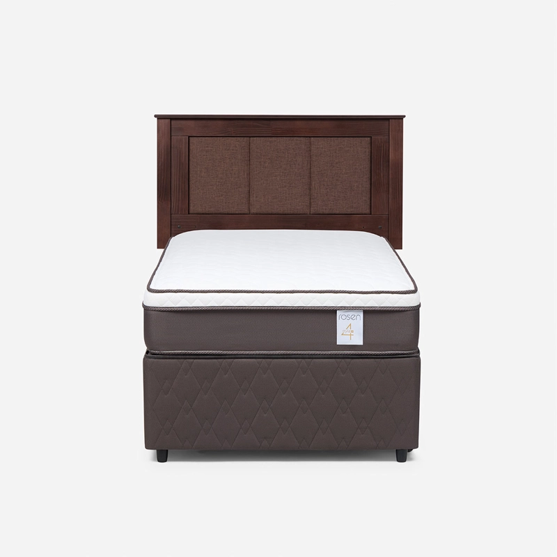 JUEGO DE DORMITORIO ROSEN CAMA DIVAN NEW STYLE 4 PLUS 1.5 PLAZAS GRIS + RESPALDO RACHEL - 1