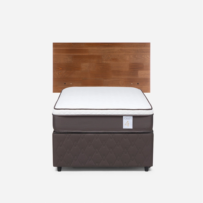 JUEGO DE DORMITORIO ROSEN CAMA DIVAN NEW STYLE 4 PLUS 1.5 PLAZAS GRIS + RESPALDO TABOR CAFE - 1