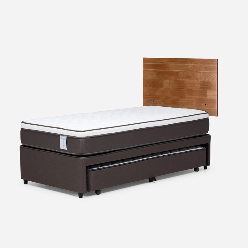 JUEGO DE DORMITORIO ROSEN CAMA DIVAN NEW STYLE 4 PLUS 1.5 PLAZAS GRIS + RESPALDO TABOR CAFE - 2