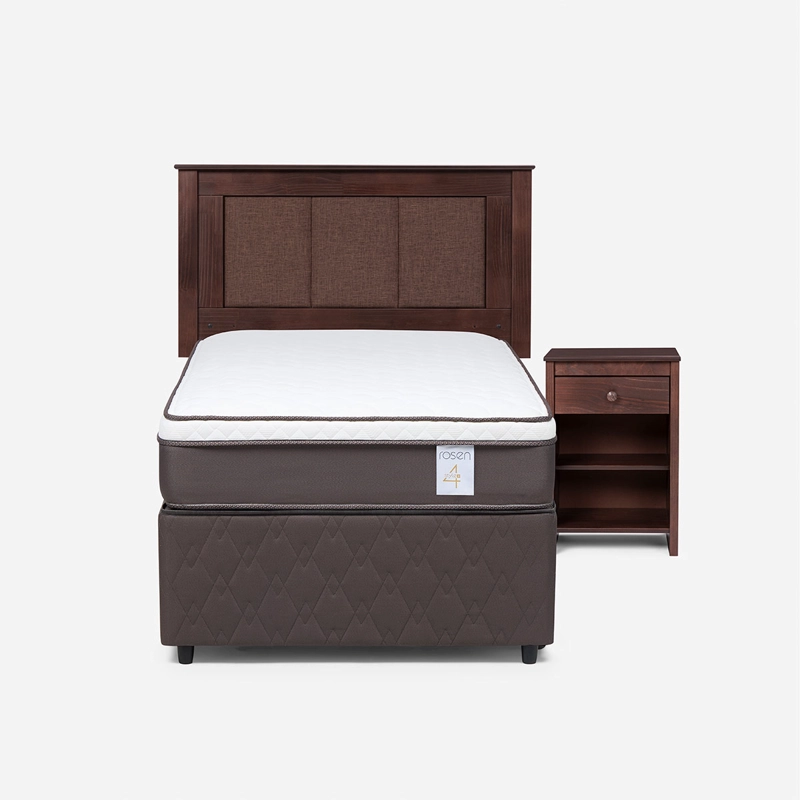 JUEGO DE DORMITORIO ROSEN CAMA DIVAN NEW STYLE 4 PLUS 1.5 PLAZAS GRIS + SET RACHEL - 1