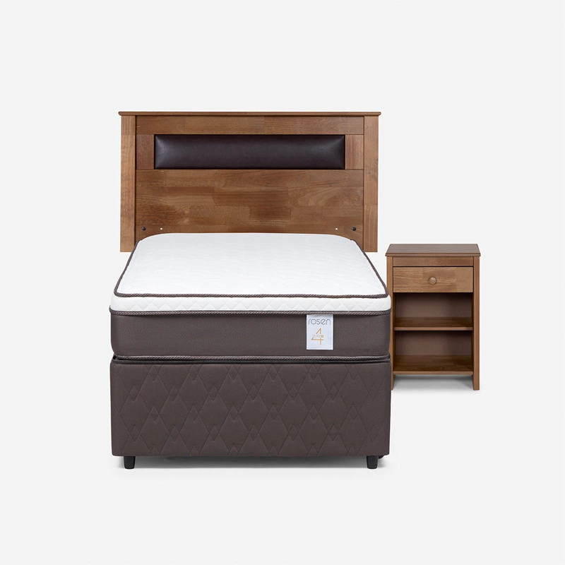 JUEGO DE DORMITORIO ROSEN CAMA DIVAN NEW STYLE 4 PLUS 1.5 PLAZAS GRIS + SET FERRARA - 1