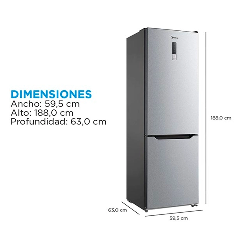 REFRIGERADOR BOTTOM FREEZER MIDEA MDRB424FGE50 310L NO FROST PLATA - 3