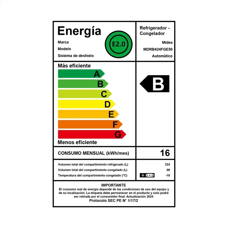REFRIGERADOR BOTTOM FREEZER MIDEA MDRB424FGE50 310L NO FROST PLATA - 5