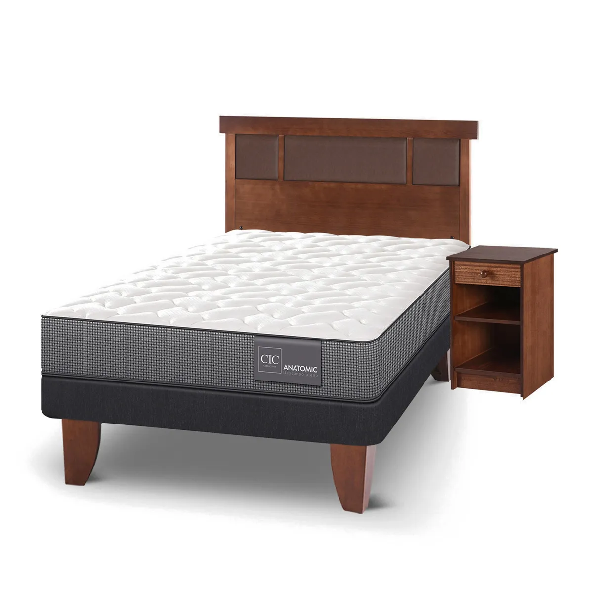 JUEGO DE DORMITORIO CIC CAMA EUROPEA ANATOMIC 1.5 PLAZAS + SET DUBLIN CARAMELO - 2