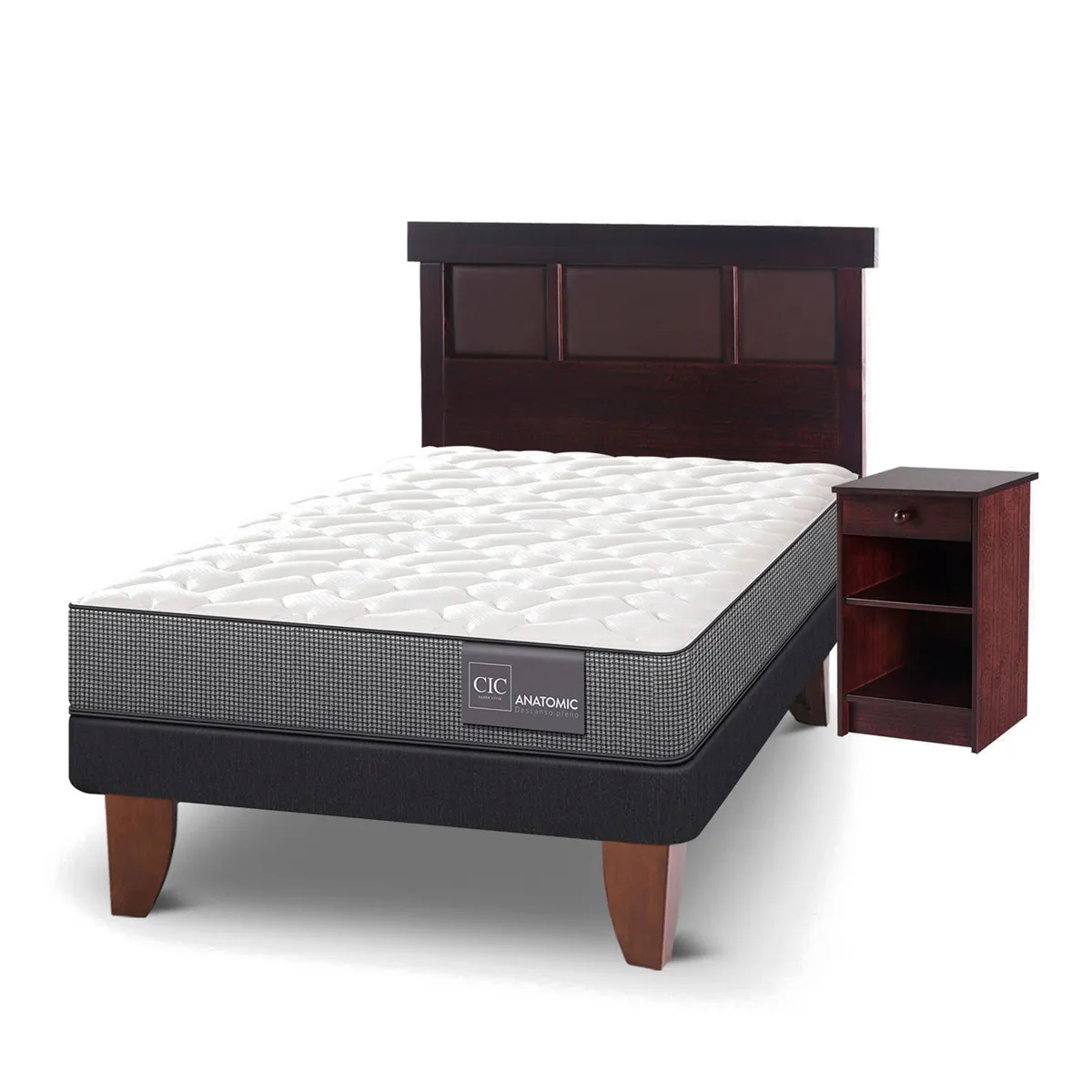 JUEGO DE DORMITORIO CIC CAMA EUROPEA ANATOMIC 1.5 PLAZAS + SET DUBLIN CHOCOLATE - 2