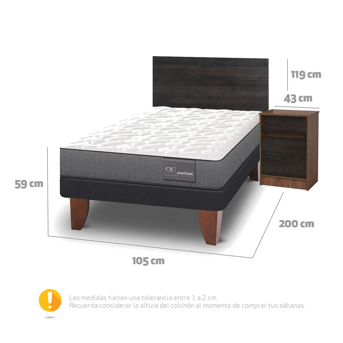 JUEGO DE DORMITORIO CIC CAMA EUROPEA ANATOMIC 1.5 PLAZAS + SET ESPRESSO - 3