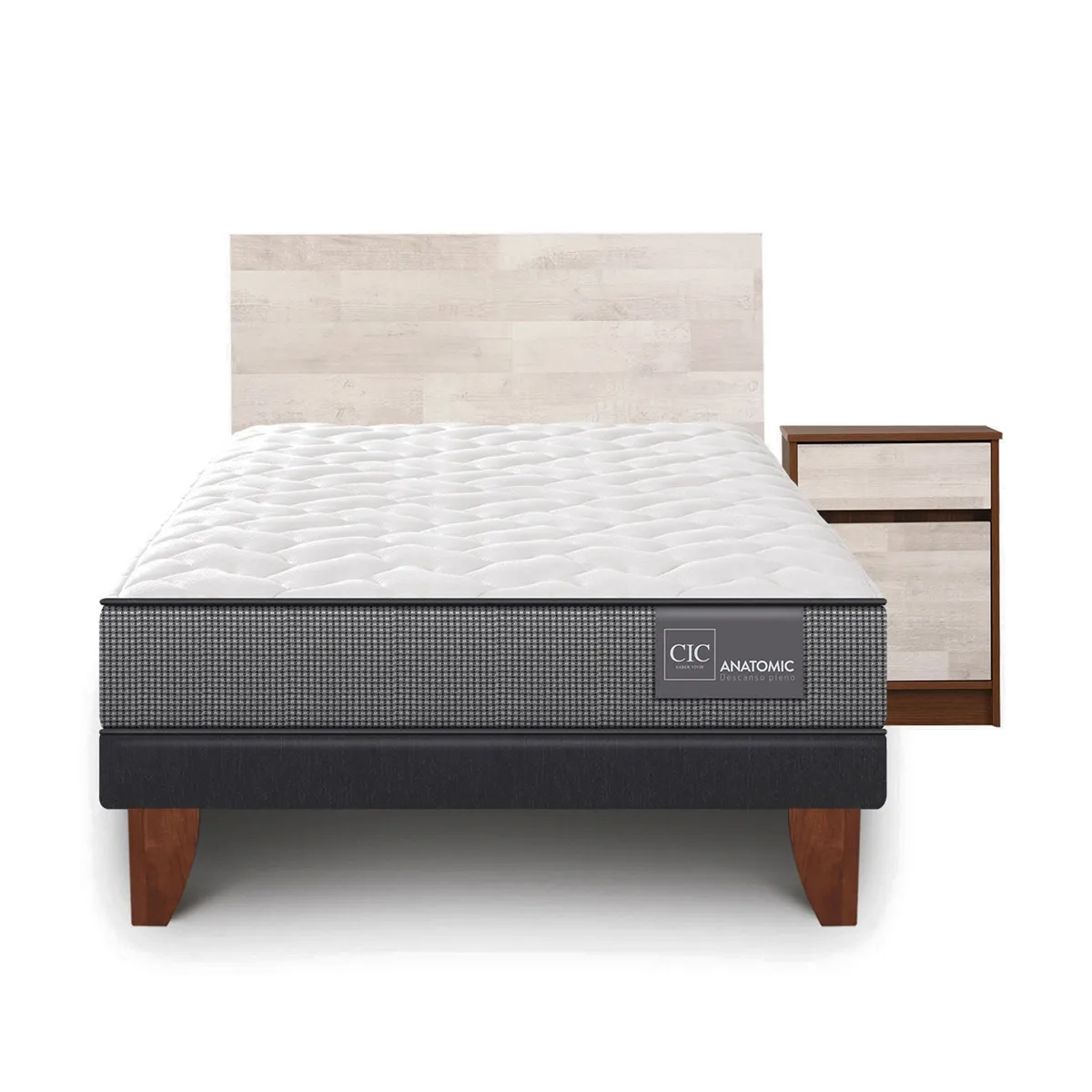 JUEGO DE DORMITORIO CIC CAMA EUROPEA ANATOMIC 1.5 PLAZAS + SET LEGNO - 1