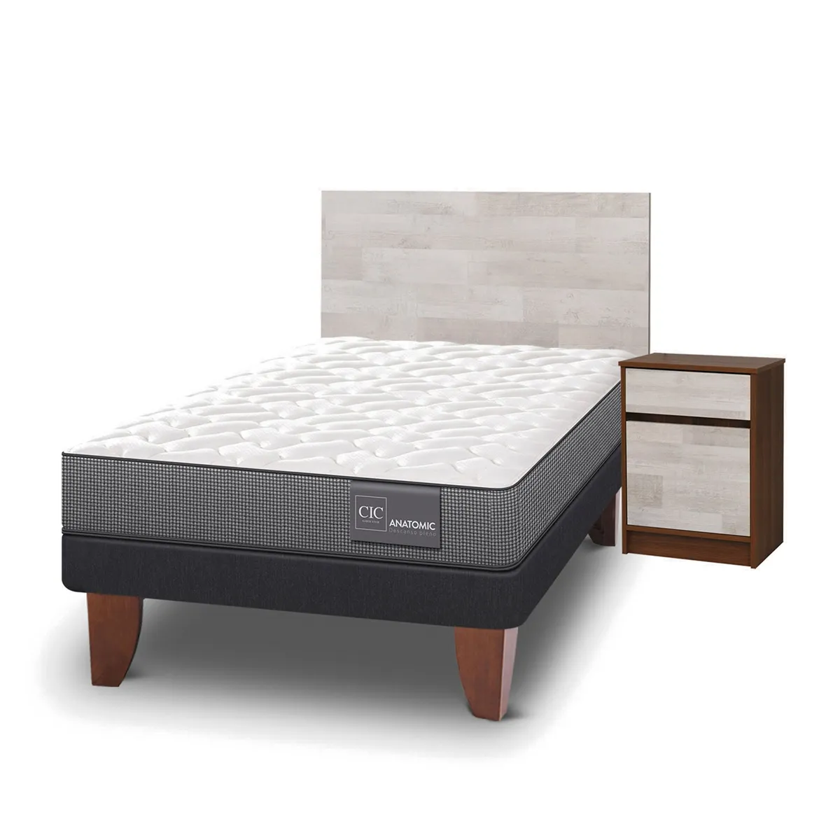 JUEGO DE DORMITORIO CIC CAMA EUROPEA ANATOMIC 1.5 PLAZAS + SET LEGNO - 2