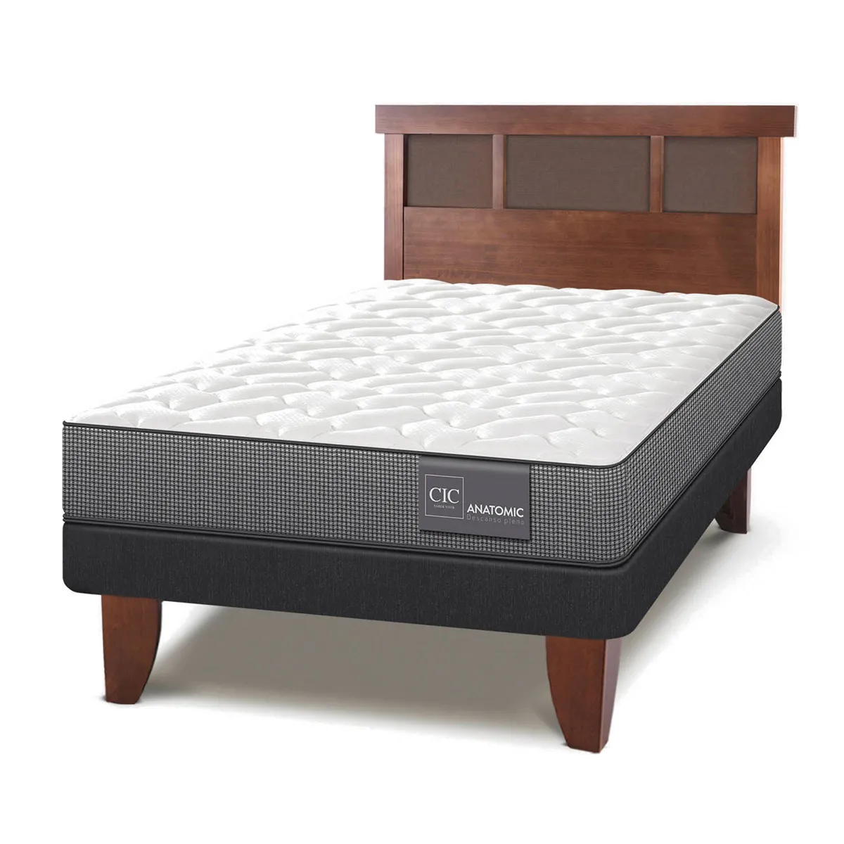 JUEGO DE DORMITORIO CIC CAMA EUROPEA ANATOMIC 1.5 PLAZAS + RESPALDO DUBLIN CARAMELO - 2