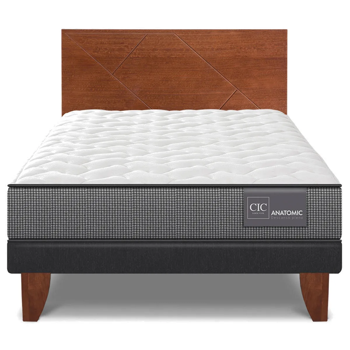 JUEGO DE DORMITORIO CIC CAMA EUROPEA ANATOMIC 1.5 PLAZAS + RESPALDO VILLARRICA - 1