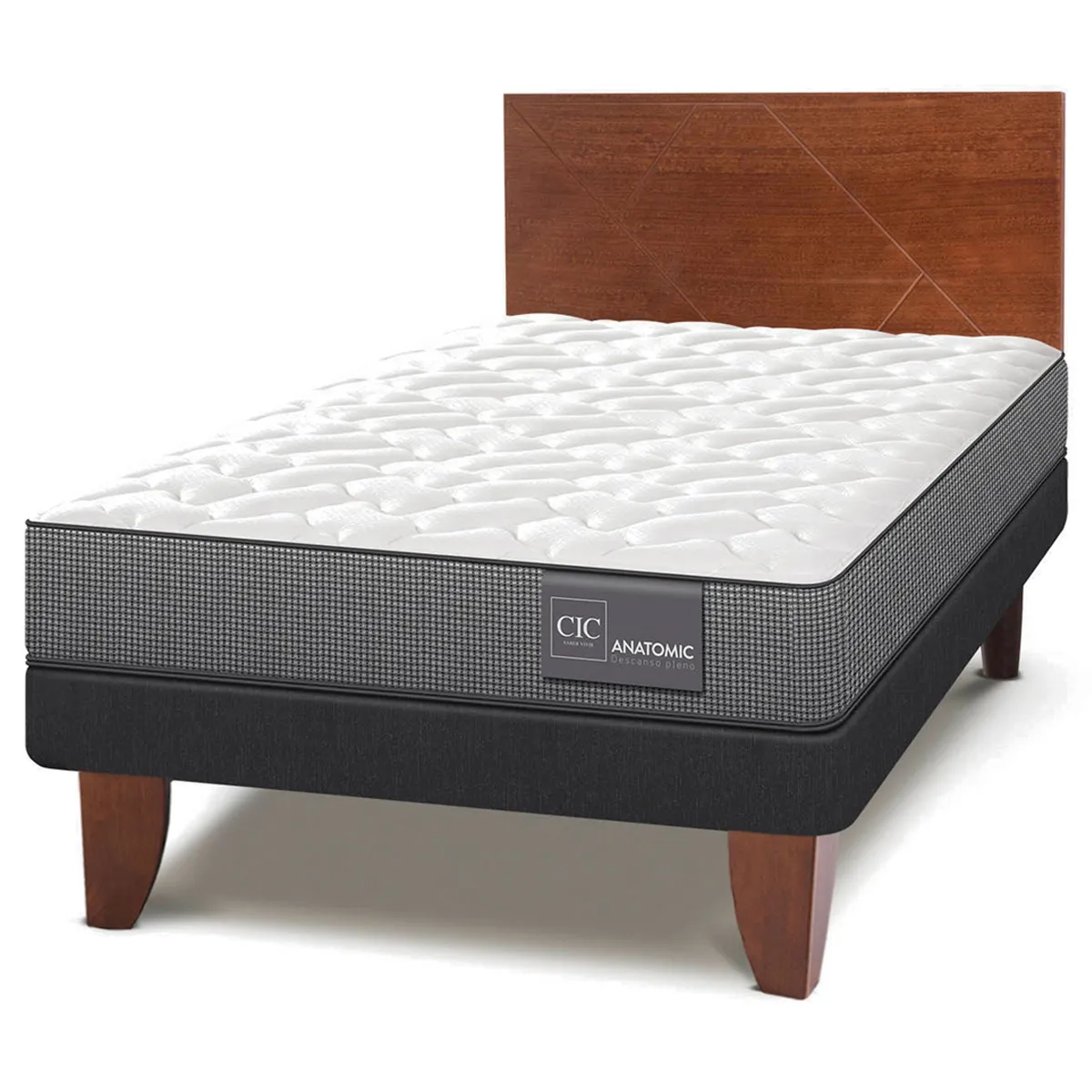 JUEGO DE DORMITORIO CIC CAMA EUROPEA ANATOMIC 1.5 PLAZAS + RESPALDO VILLARRICA - 2