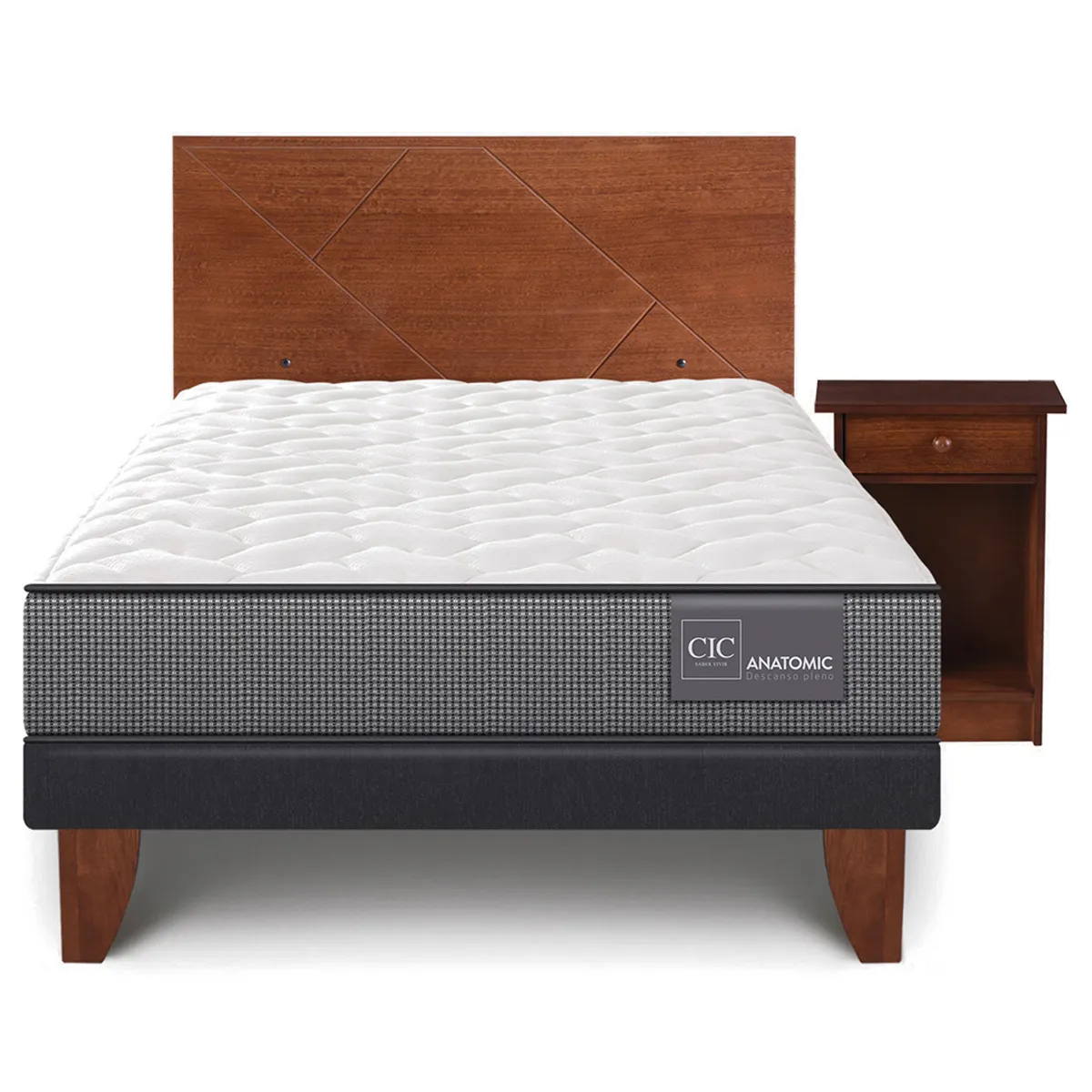 JUEGO DE DORMITORIO CIC CAMA EUROPEA ANATOMIC 1.5 PLAZAS + SET VILLARRICA - 1