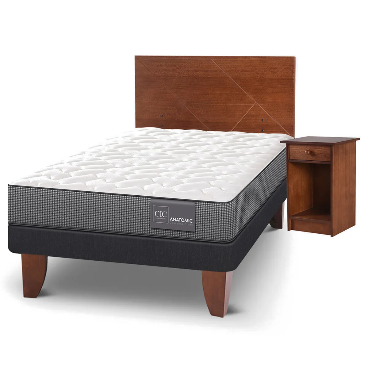 JUEGO DE DORMITORIO CIC CAMA EUROPEA ANATOMIC 1.5 PLAZAS + SET VILLARRICA - 2