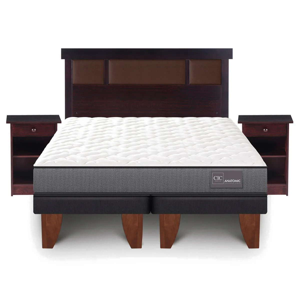 JUEGO DE DORMITORIO CIC CAMA EUROPEA ANATOMIC BD 2 PLAZAS + SET DUBLIN CHOCOLATE - 1