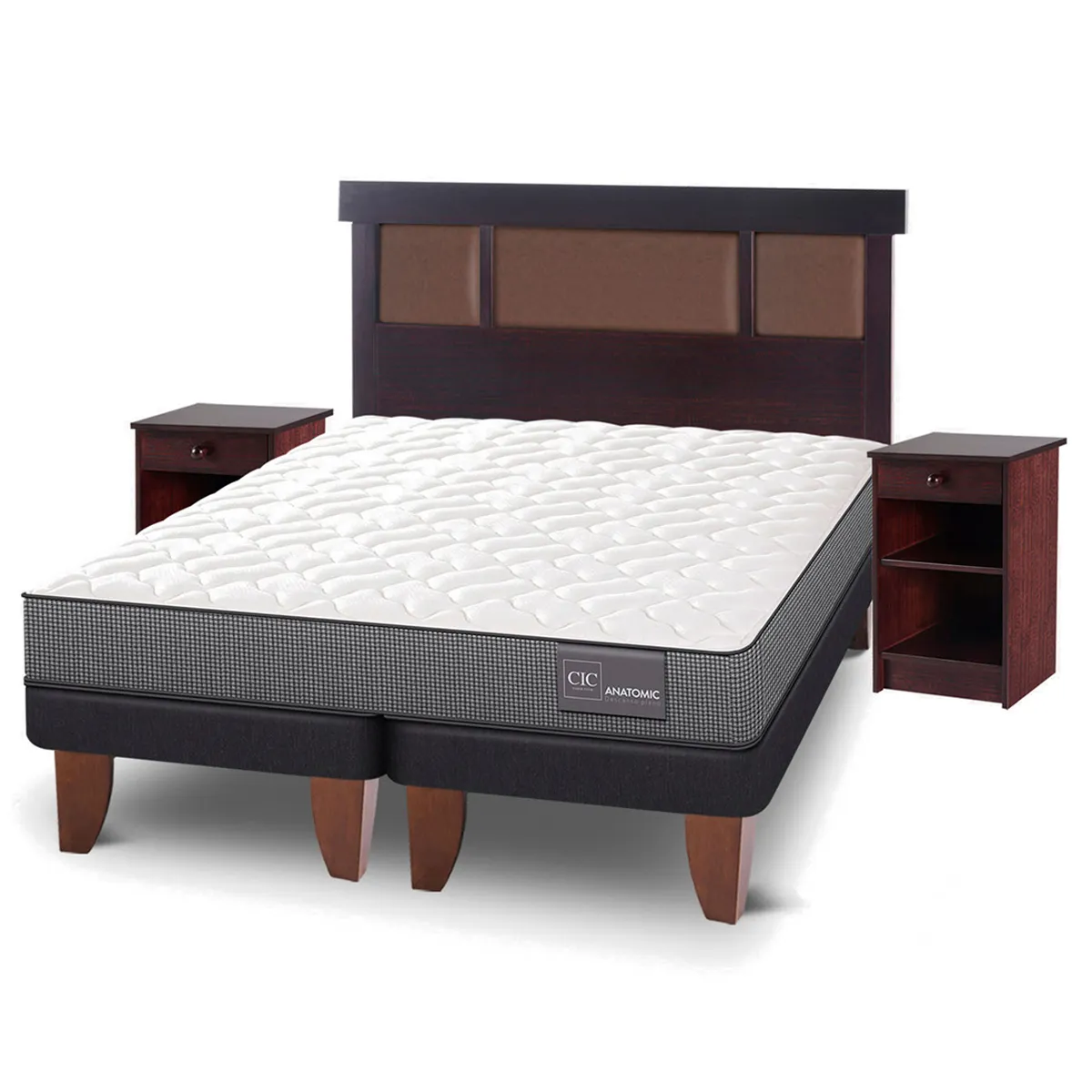 JUEGO DE DORMITORIO CIC CAMA EUROPEA ANATOMIC BD 2 PLAZAS + SET DUBLIN CHOCOLATE - 2