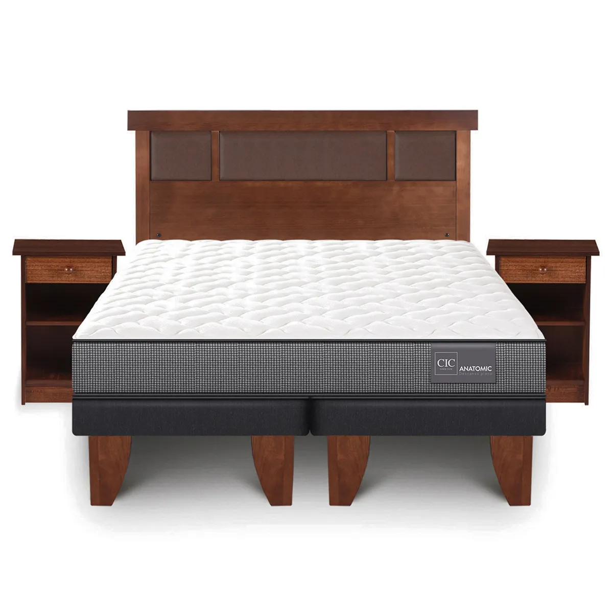 JUEGO DE DORMITORIO CIC CAMA EUROPEA ANATOMIC BD 2 PLAZAS + SET DUBLIN CARAMELO - 1