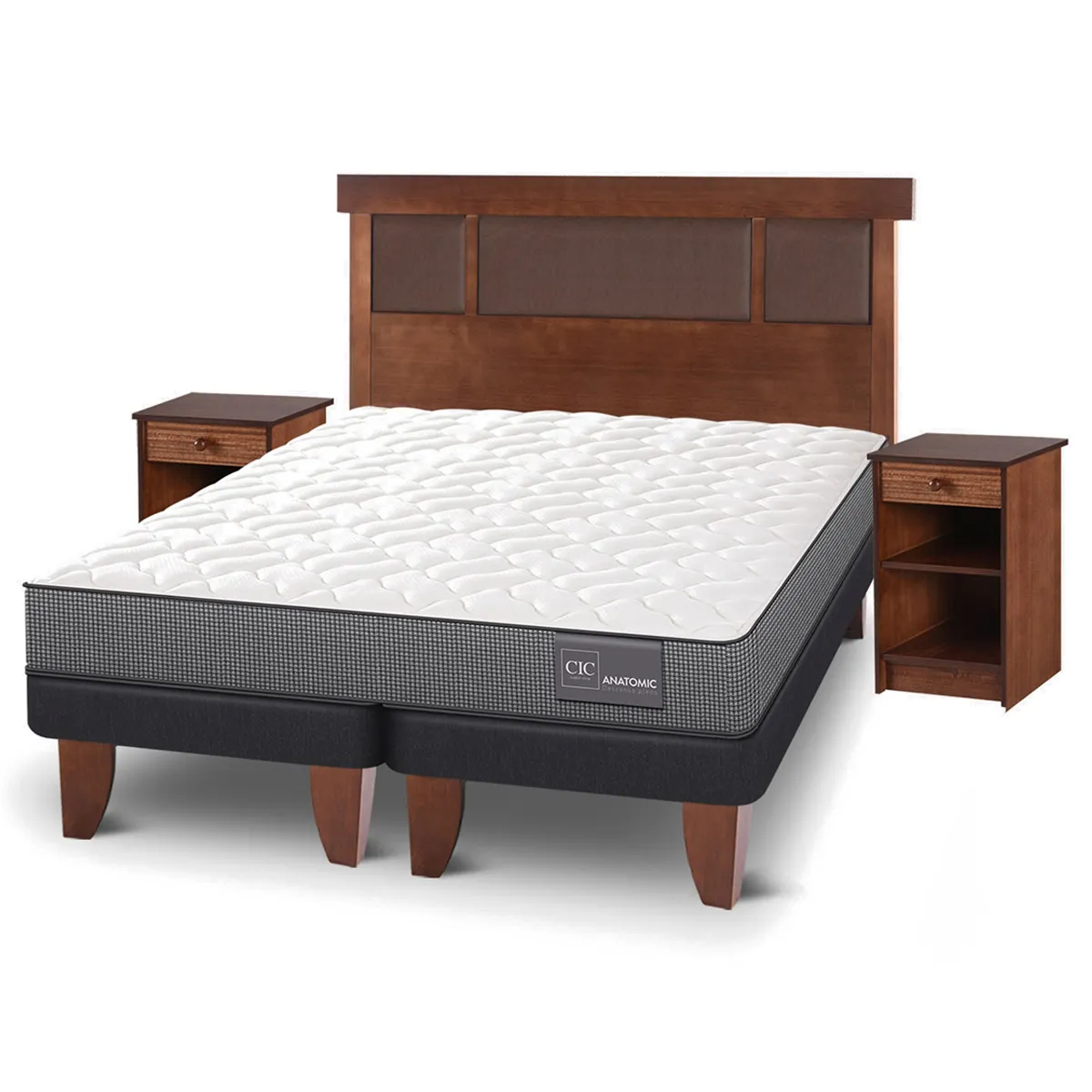 JUEGO DE DORMITORIO CIC CAMA EUROPEA ANATOMIC BD 2 PLAZAS + SET DUBLIN CARAMELO - 2