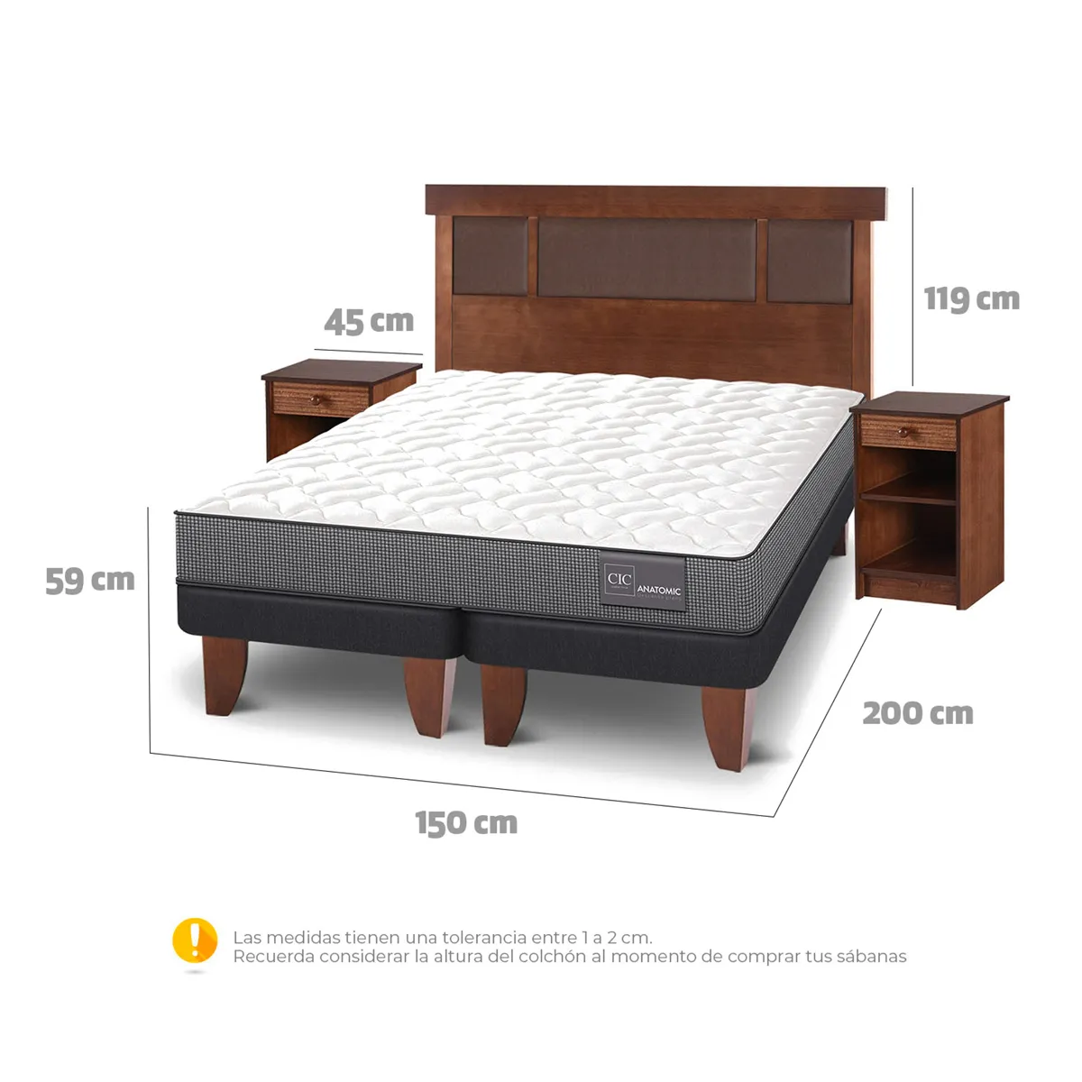 JUEGO DE DORMITORIO CIC CAMA EUROPEA ANATOMIC BD 2 PLAZAS + SET DUBLIN CARAMELO - 3