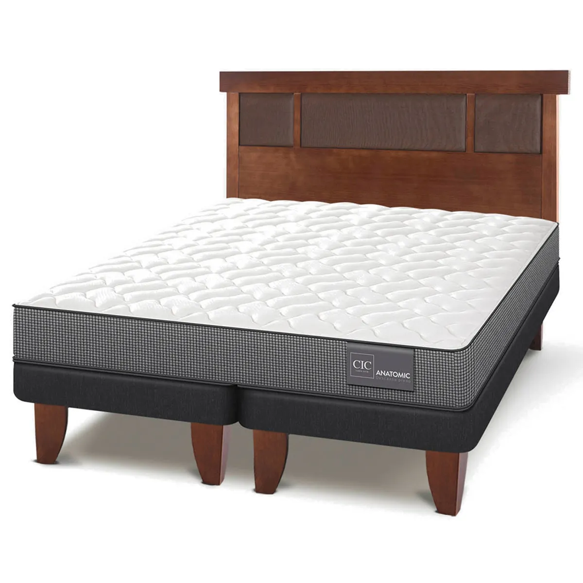 JUEGO DE DORMITORIO CIC CAMA EUROPEA ANATOMIC BD 2 PLAZAS + RESPALDO DUBLIN CARAMELO - 2
