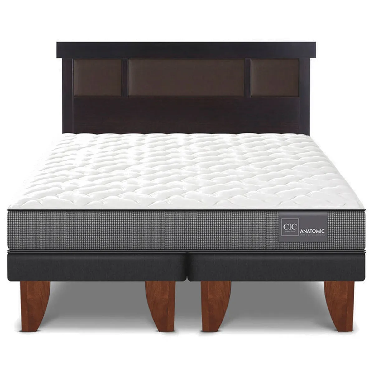 JUEGO DE DORMITORIO CIC CAMA EUROPEA ANATOMIC BD 2 PLAZAS + RESPALDO DUBLIN CHOCOLATE - 1