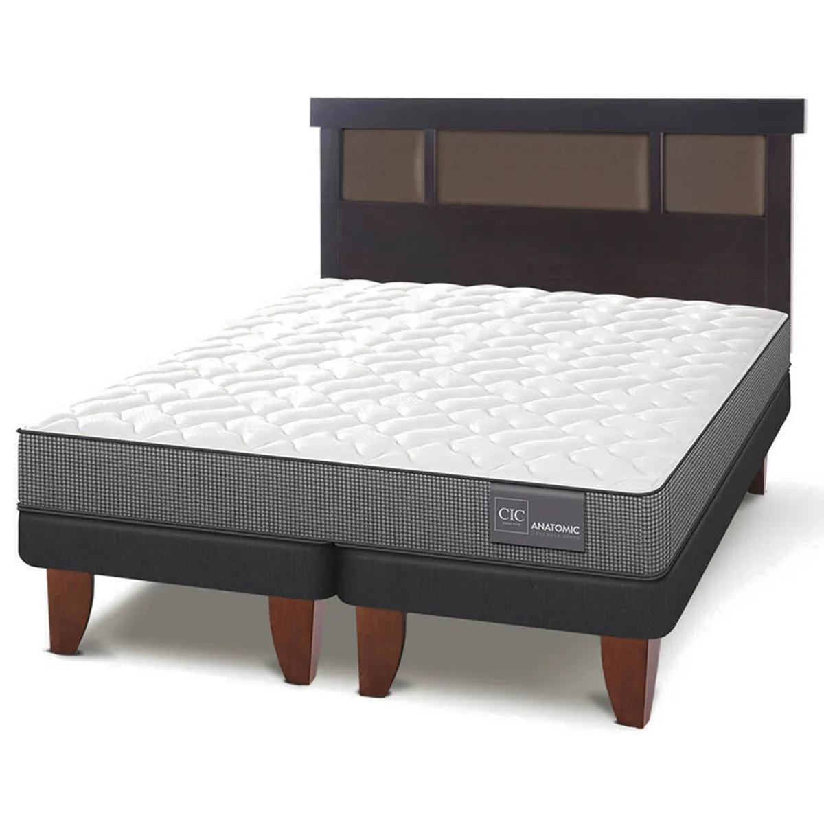JUEGO DE DORMITORIO CIC CAMA EUROPEA ANATOMIC BD 2 PLAZAS + RESPALDO DUBLIN CHOCOLATE - 2