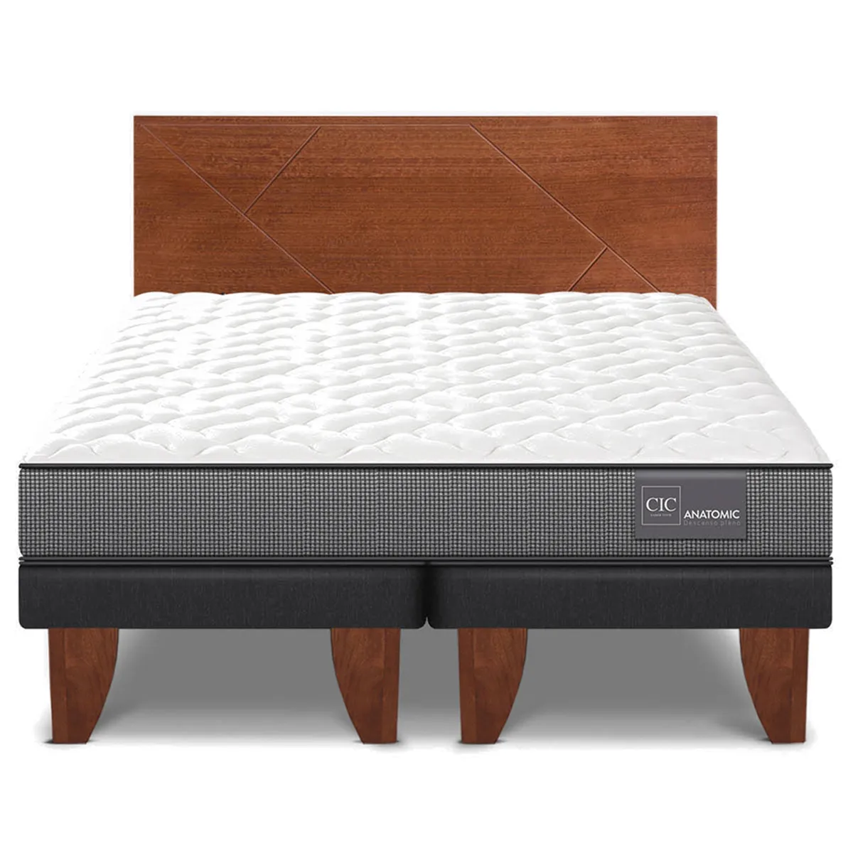 JUEGO DE DORMITORIO CIC CAMA EUROPEA ANATOMIC BD 2 PLAZAS + RESPALDO VILLARRICA - 1