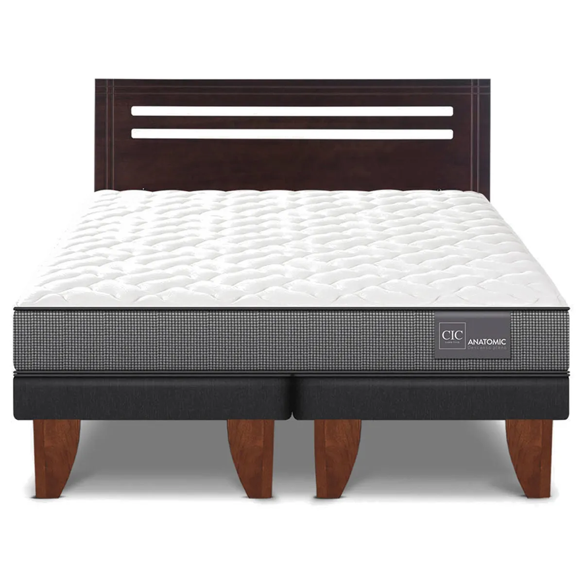 JUEGO DE DORMITORIO CIC CAMA EUROPEA ANATOMIC BD 2 PLAZAS + RESPALDO MUNICH - 1