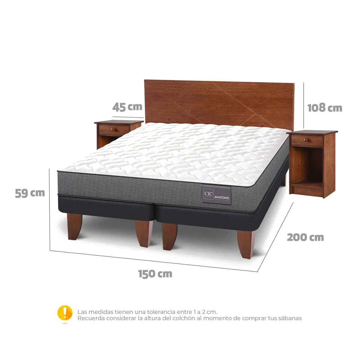 JUEGO DE DORMITORIO CIC CAMA EUROPEA ANATOMIC BD 2 PLAZAS + SET VILLARRICA - 3