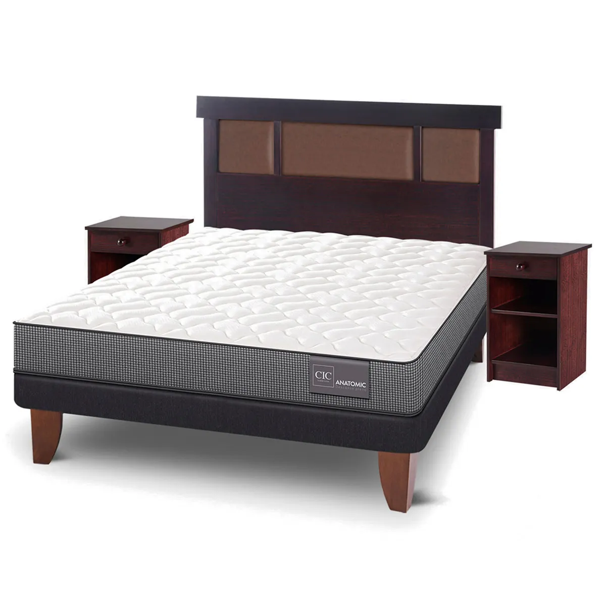 JUEGO DE DORMITORIO CIC CAMA EUROPEA ANATOMIC BN 2 PLAZAS + SET DUBLIN CHOCOLATE - 2