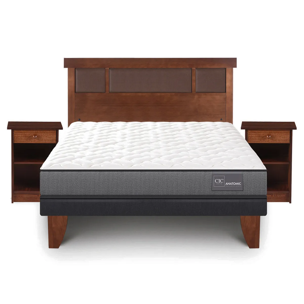 JUEGO DE DORMITORIO CIC CAMA EUROPEA ANATOMIC BN 2 PLAZAS + SET DUBLIN CARAMELO - 1