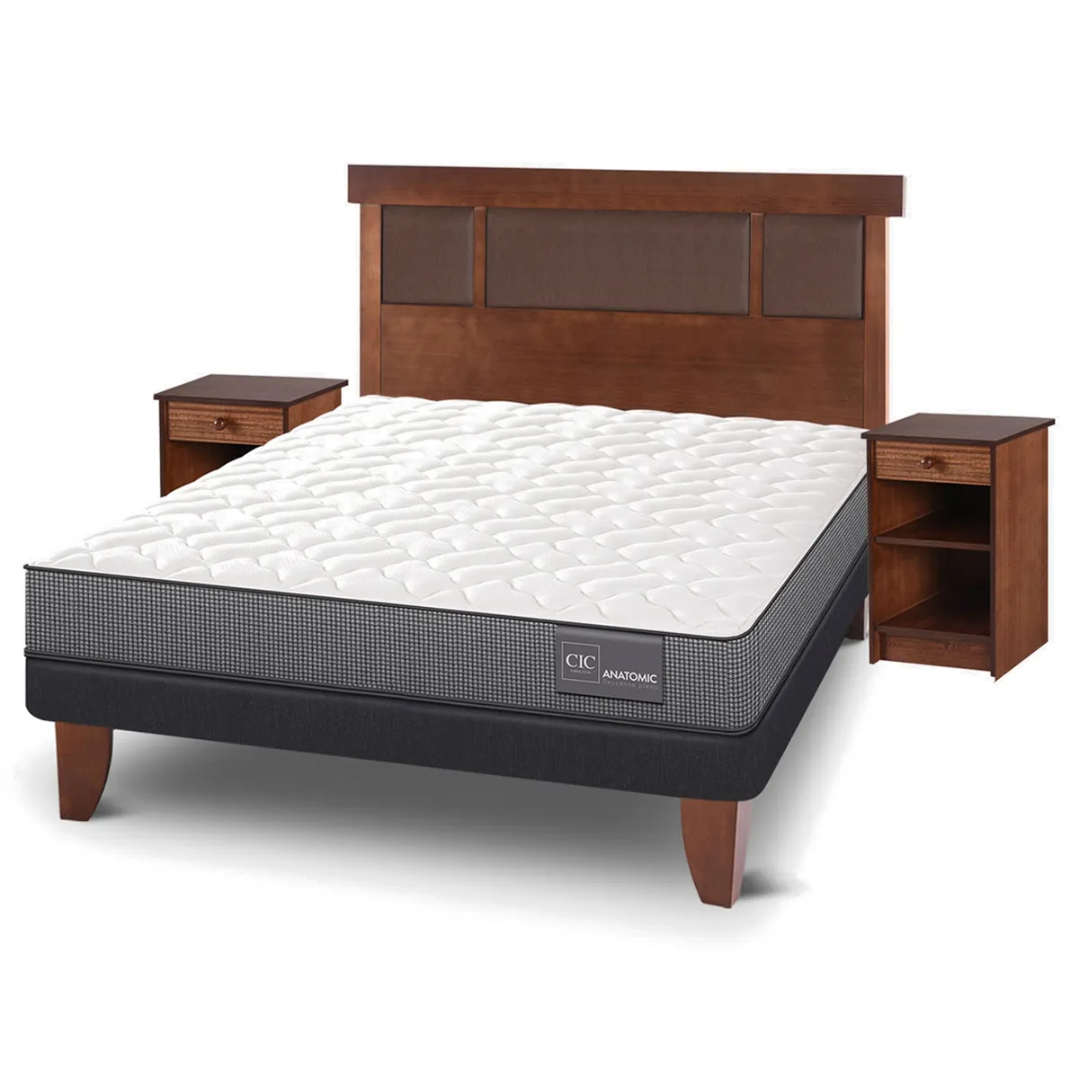 JUEGO DE DORMITORIO CIC CAMA EUROPEA ANATOMIC BN 2 PLAZAS + SET DUBLIN CARAMELO - 2